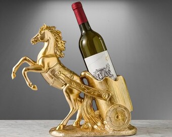 Horse and Carriage wine bottle holder, Vintage Wine Rack, Decorative Wine Holder, Rustic Wine Holder, Elegant Wine Display, mothers day gift