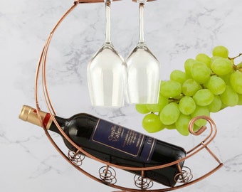 Porte-bouteille de vin vintage présentoir en verre à vin, porte-verre à vin rustique, casier à vin antique, cadeau de fête des mères, cadeau pour maman