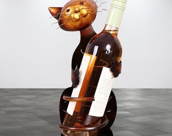 Artistic Cat Wine Bottle Holder, Cat Themed Wine Bottle Holder, Cat Wine Rack, Wine Bottle Holder, Cat Wine Holder, mothers day gift