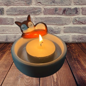 Cute Fox Candle Holder for Desk, Novelty Fox Decor Candle Holder, Artistic Candle Holder with Fox Design, Fox Lover Home Decor