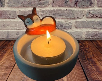 Cute Fox Candle Holder for Desk, Novelty Fox Decor Candle Holder, Artistic Candle Holder with Fox Design, Fox Lover Home Decor