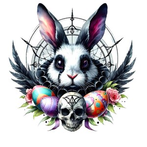 14 Aquarell Gothic Osterhase Fantasy Clipart, Geist Tier Tattoo-Design, printable digitaler Download, Natur Wildtiere Frühling Wandkunst