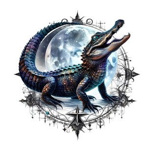 14 fichiers Clipart JPG gothique alligator Fantasy, conception de tatouage animal esprit, art mural nature faune, téléchargement numérique imprimable, 300 DPI