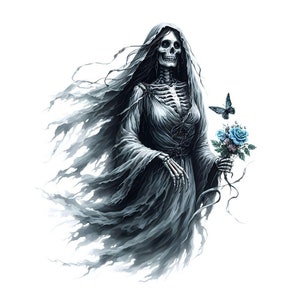 14 Clipart JPG gothique squelettique, graphique effrayant, art mural floral paranormal, sublimation de T-shirt, téléchargement numérique imprimable