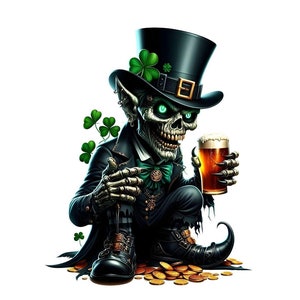 14 Leprechaun gótico fantasia clipart gráfico JPG, dia de São Patrício camiseta sublimação logotipo design, irlandês impressão digital download, 300 DPI