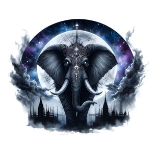 14 fichiers JPG aquarelle éléphant gothique, conception de tatouage animal esprit, téléchargement numérique imprimable, art mural nature faune, 300 DPI