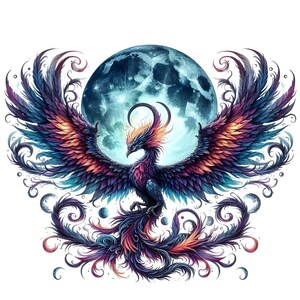14 fichiers JPG aquarelle gothique Pheonix, conception de tatouage animal esprit, art mural nature faune, téléchargement numérique imprimable, 300 DPI