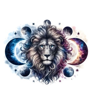 14 fichiers JPG aquarelle Lion gothique, conception de tatouage animal esprit, art mural nature faune, téléchargement numérique imprimable, 300 DPI