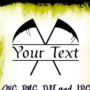 Split Monogram gotische stijl dubbele zeis SVG PNG, Instant Digitale Download, Naam Tekstruimte Vector, Home Bar Grafische aanpasbare letters