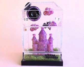 A Goth Fairy Tale - Medium jumping spider pre decorated enclosure front opening | Gothic themed baby Jumping spider enclosure Little Spoods