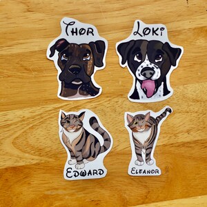 Custom "Disney-fied" Pet Portrait Sticker, custom cartoon pet sticker, cartoon of my dog, cartoon of my cat, hand-drawn sticker