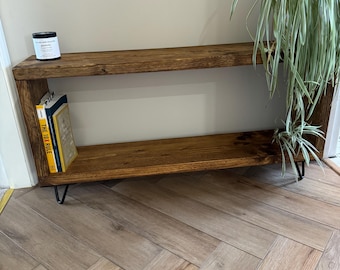 TV Television Stand, Entertainment Unit, HIFI, Vinyl Storage, Industrial reclaimed wood Rustic - Hairpin Legs