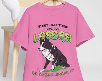 Camiseta de agilidad para perros BORDER COLLIE "Start Lines": personalizada para papás y mamás de perros, un divertido regalo para entrenadores y amantes de los perros.