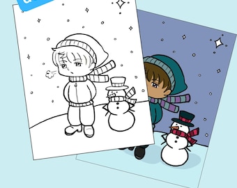 Printable Winter Blues Coloring Page - digital download