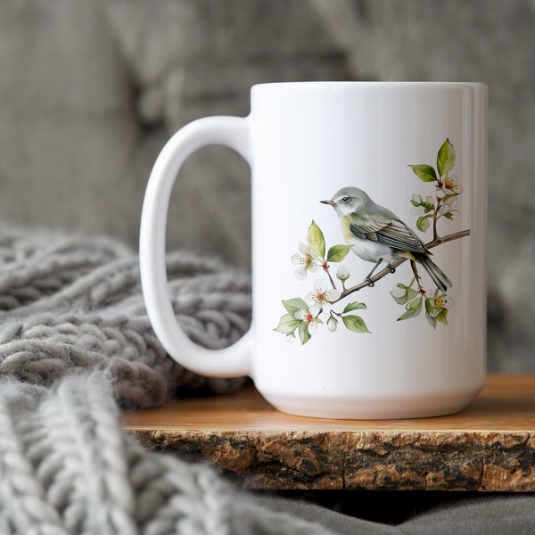 Colorful Watercolor Songbird Coffee Mug | Bird Nerd | Nature Mug For Her | Gift Mug for Friend | Coffee Mug for Birdwatcher (11oz, 15oz)