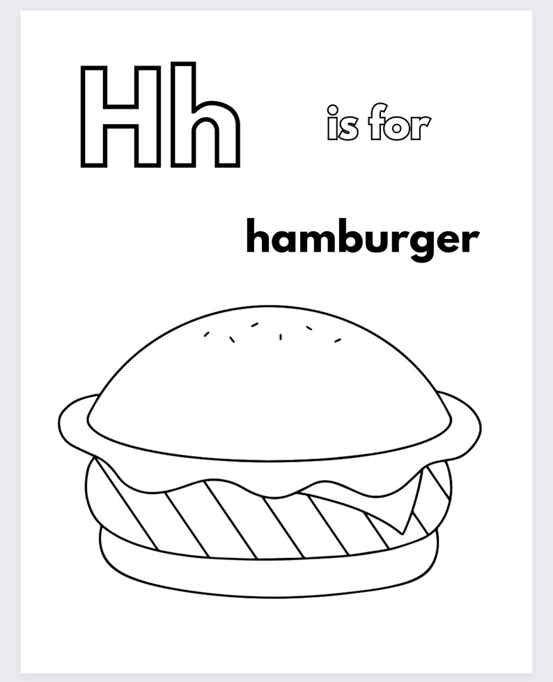Alphabet Food Coloring Pages Etsy