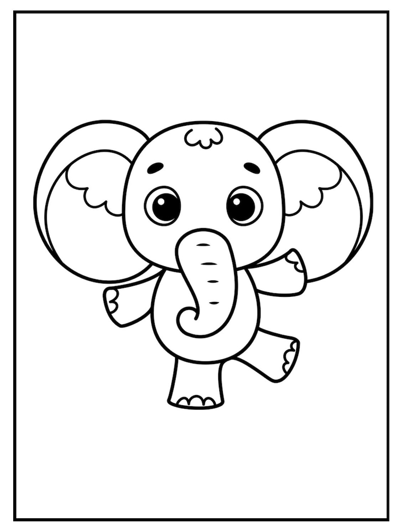 Large Elephant Printable Coloring Sheets Easy and Bold Craft Cut Outs ...