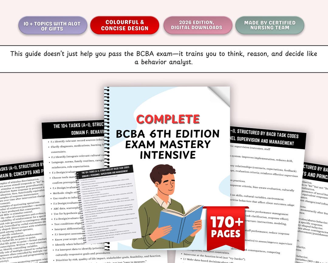 6th Edition Task List BCBA Exam Complete Study Guide BCBA Exam Study ...