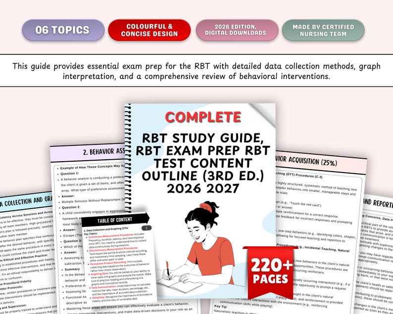 RBT Exam Study Guide 2026-2027, ABA Printable, Task List (3rd Ed ...