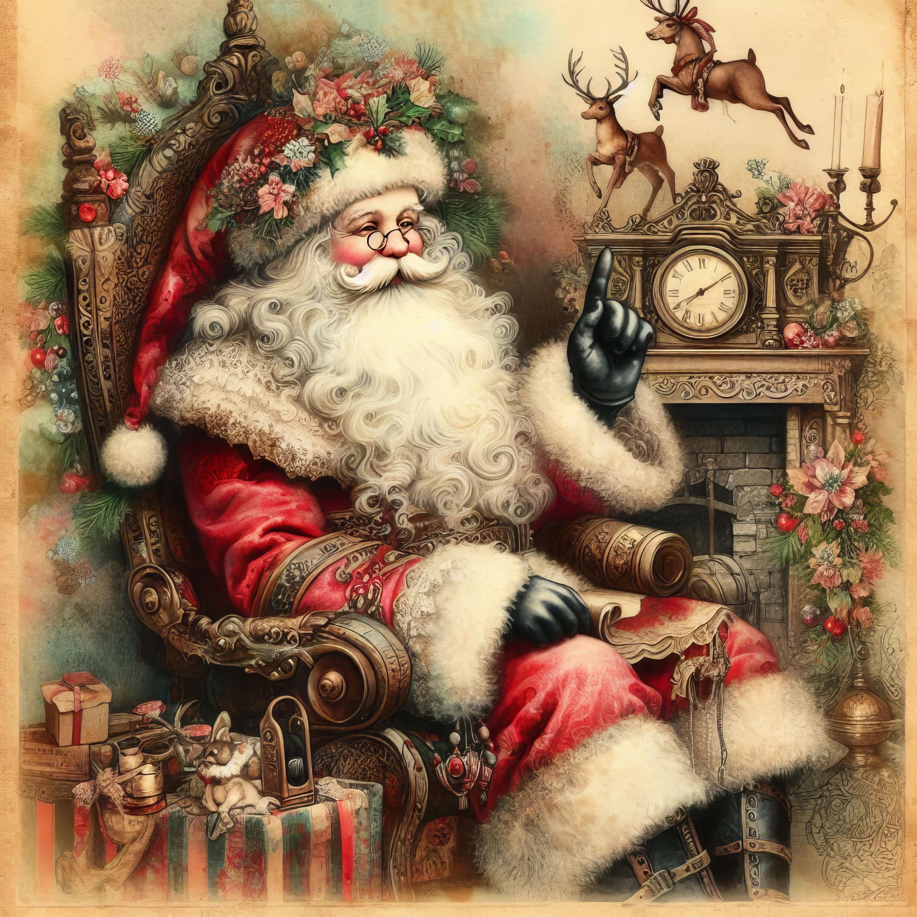 Victorian Santa: 10 High Res Watercolor Jpgs, Junk Journaling, Scrapbook,  Crafts, Card Making, Digital Art, Christmas, Vintage Christmas - Etsy