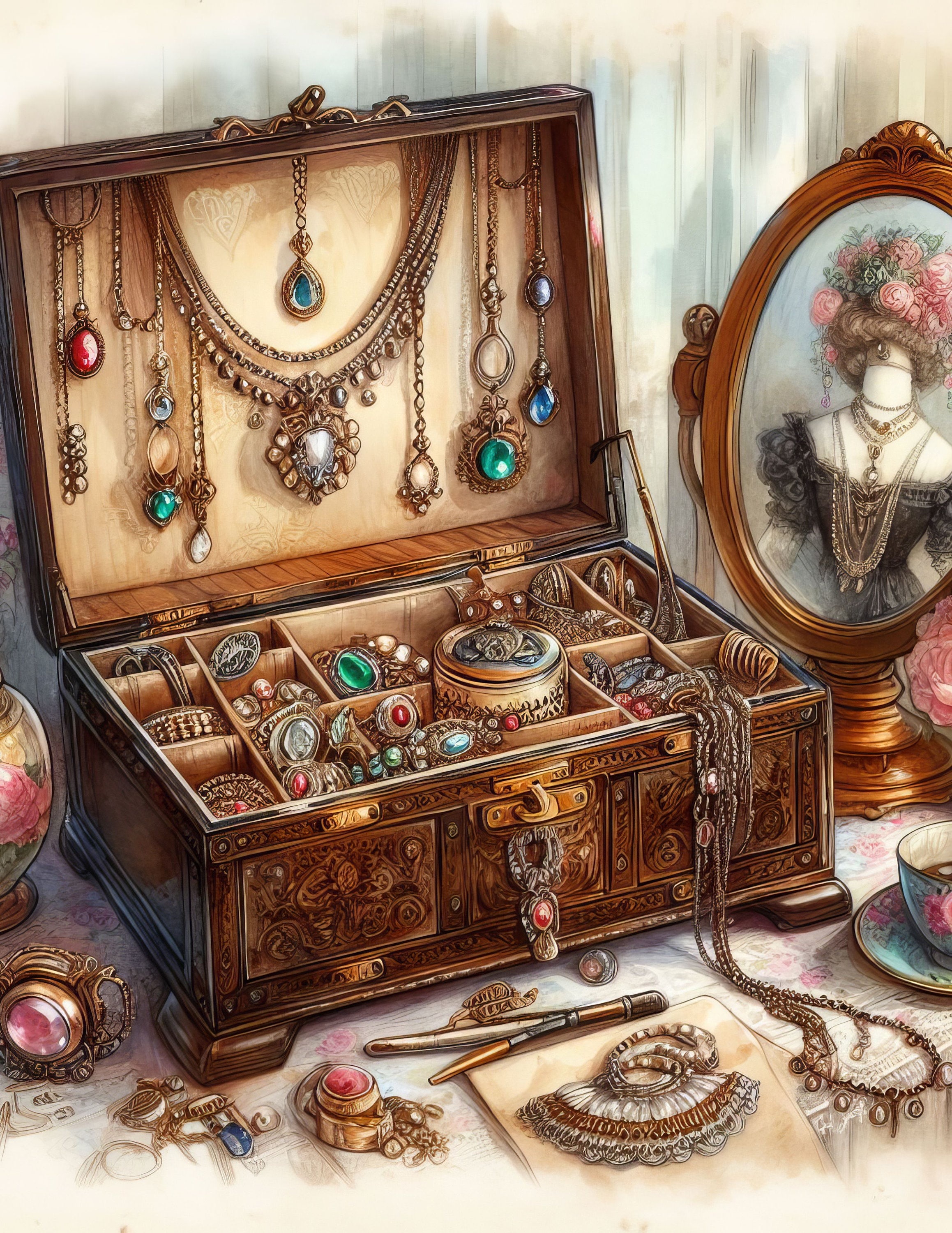 vintage Jewelry box ୨୧ * 陶器製の小さな パニエ