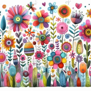 Lot de 10 images clipart fleurs fleurs JPG aquarelle haute résolution, journal indésirable, scrapbooking, fabrication de cartes, téléchargement numérique, fantaisiste