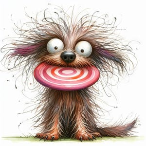 Frazzled Dog with Frisbee Clip Art 10 High Res Watercolor JPGs for Junk Journaling, Scrapbooking, Card Making, Digital Download Kit