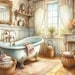 Shabby Chic Bathroom Clip Art Kit 10 High Res Watercolor Jpgs for Junk ...