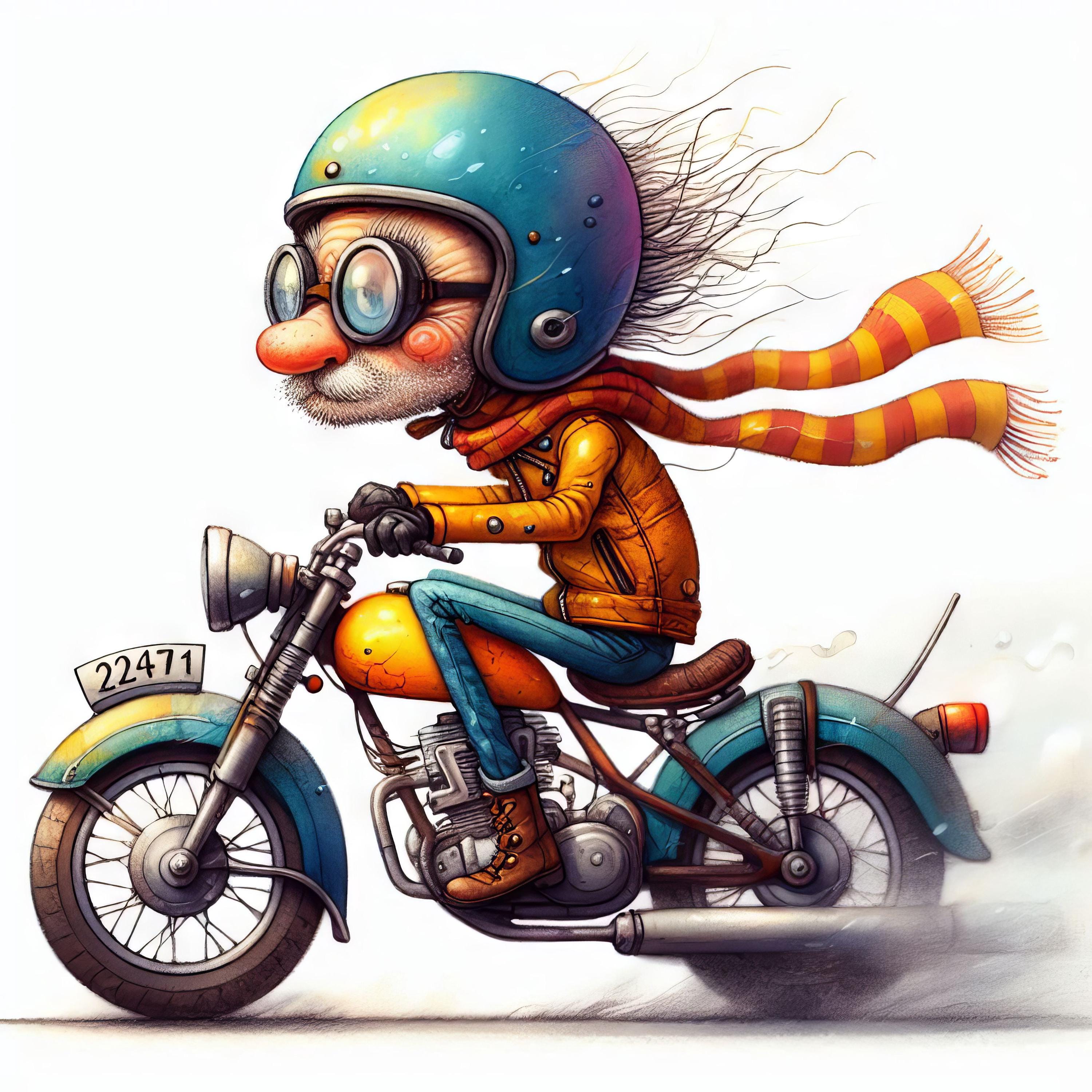Quirky Motorcycle Clip Art 10 High Res Watercolor Jpgs for