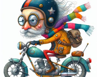 Quirky Motorcycle Clip Art 10 High Res Watercolor Jpgs for