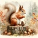 Autumn Squirrel: Clip Art, 10 High Res Watercolor Jpgs, Junk Journaling ...