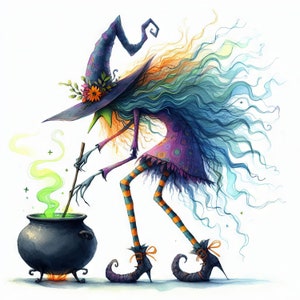 Quirky Cauldron Clip Art 10 High Res Watercolor JPGs Junk Journaling, Scrapbooking, Card Making, Digital Download Kit, Fantasy, Whimsical