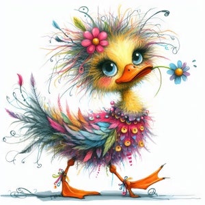 Frazzled Duck Clip Art 10 JPGs de aquarela de alta resolução para diário de lixo, scrapbooking, criação de cartões, download digital, fantasia, caprichoso