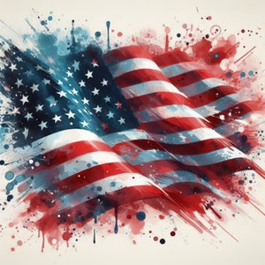 Pacchetto di 10 clip art con bandiera americana, JPG ad alta risoluzione con acquerelli per Junk Journaling, Scrapbooking, creazione di biglietti, kit per download digitale, USA