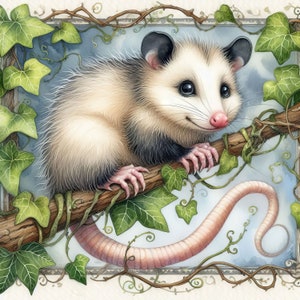 Possum Clip Art 10 fichiers JPG aquarelle haute résolution pour la journalisation indésirable, scrapbooking, fabrication de cartes, kit de téléchargement numérique, fantastique, fantaisiste