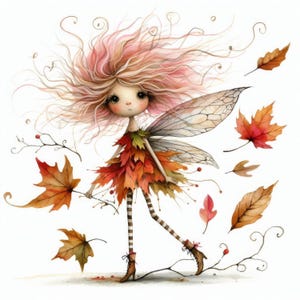 Quirky Autumn Fairy Art 10 High Res Watercolor Jpgs for Junk Journaling ...