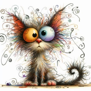 Clipart chat énervé n°2 10 fichiers JPG aquarelle haute résolution pour la journalisation indésirable, scrapbooking, fabrication de cartes, téléchargement numérique, fantastique, fantaisiste