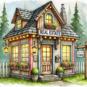 Boutique immobilière 10 fichiers JPG aquarelle haute résolution Journalisation indésirable, scrapbooking, fabrication de cartes, kit de téléchargement numérique, fantastique, fantaisiste
