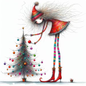 Schrullig Baum Dekorieren Clip Art 10 hochauflösende JPGs in Aquarell Farben für Junk Journaling Scrapbooking Kartenherstellung Digital Download Fantasy wunderlich