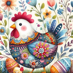 Kit de 10 images clipart poulets calicot 10 fichiers JPG aquarelle haute résolution pour la journalisation indésirable, scrapbooking, travaux manuels, téléchargement numérique