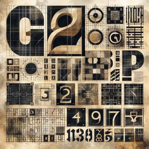 Lot de 10 images clipart lettres et chiffres grunge haute résolution aquarelle JPG pour la journalisation indésirable, le scrapbooking, la fabrication de cartes, le kit de téléchargement numérique