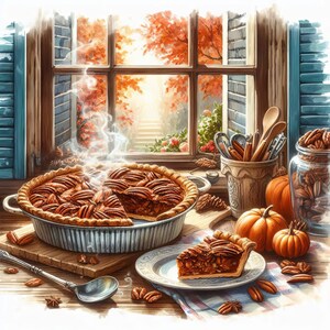 Pacote de clipart de tortas de ação de graças 10 JPGs de aquarela de alta resolução para diário de lixo, álbum de recortes, artesanato, download digital