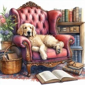 Honden in rust Clip Art 10 high-res aquarel jpg's voor junk journaling, scrapbooking, kaarten maken, digitale downloadkit