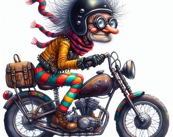 【在庫処分】 Clip Motorcycle Quirky Art for Jpgs Watercolor Res High 10 版画