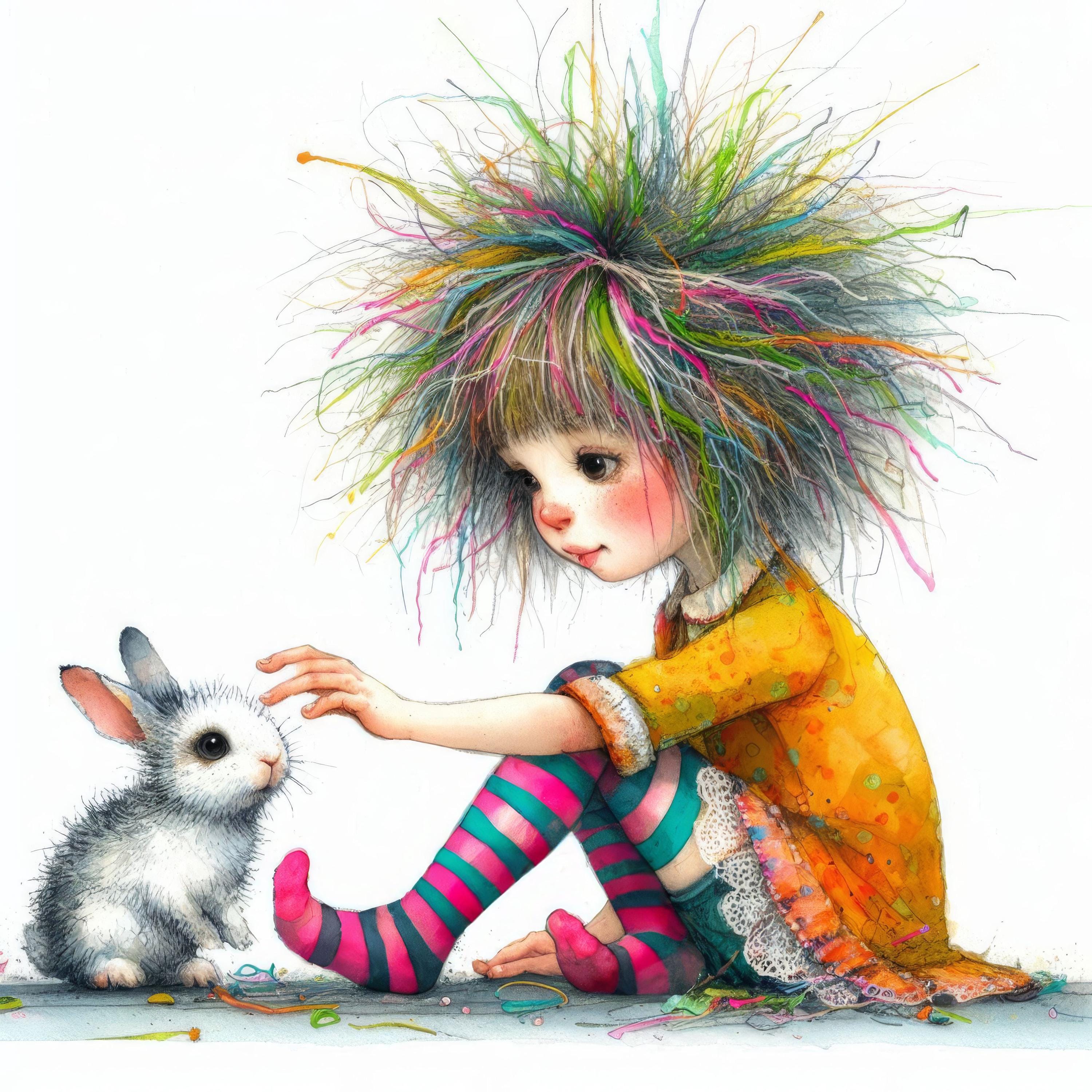 Quirky Bunny: Clip Art 10 High Res Watercolor Jpegs for Junk Journaling ...