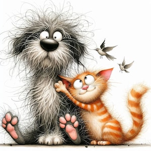 Quirky Friendship Clip Art 10 JPG ad alta risoluzione per acquerelli Junk Journaling, Scrapbooking, Card Making, Kit per download digitale, Fantasy, Stravagante