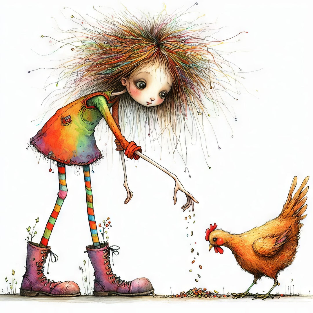 Quirky Chicken Feed: Clip Art, 10 High Res Watercolor Jpgs, Junk ...