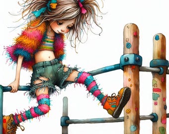 Quirky Playground: Clip Art, 10 High Res Watercolor JPGs, Junk Journaling, Scrapbooking, Card Making, Digital Art, Fantasy, Whimsical