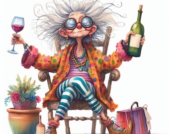 Retirement Life Watercolor Art: Whimsical Junk Journal Images (Digital Art, 10 JPGs)