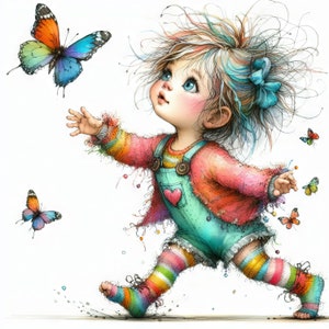 Quirky Butterfly Clip Art 10 JPGs aquarela de alta resolução Junk Journaling, Scrapbooking, Criação de cartões, Kit de download digital, Fantasia, Caprichoso